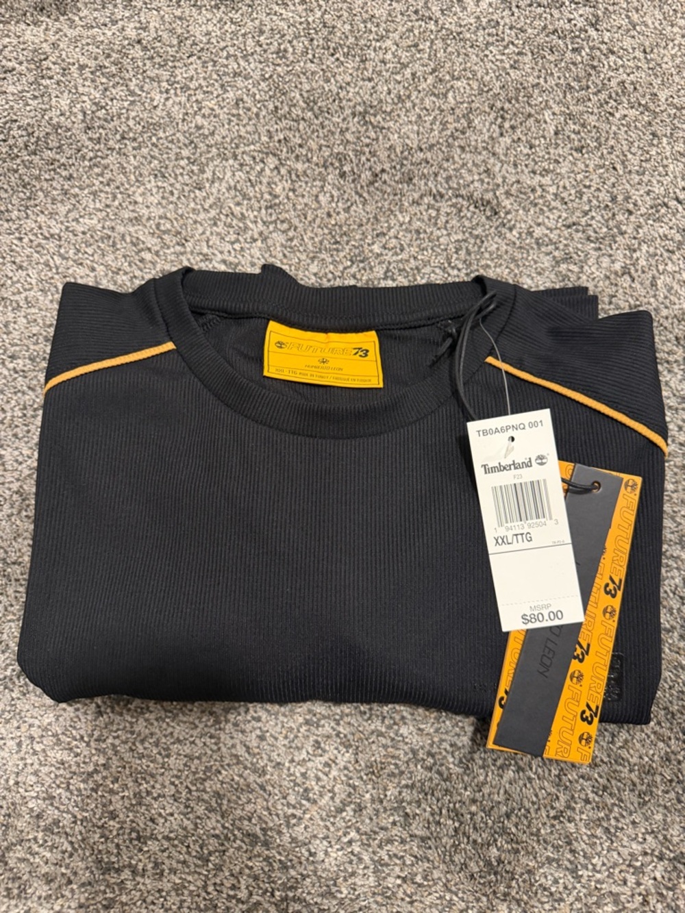 Timberland Black Tee with Yellow Contrast Trim - Picture 3 of 5